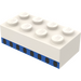 LEGO Wit Steen 2 x 4 met 8 Vliegtuig Windows Blauw Stripe (Eerder, zonder kruissteunen) (3001)