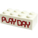 LEGO Blanc Brique 2 x 4 avec &#039;PLAY Jour&#039; (3001)