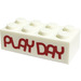 LEGO White Brick 2 x 4 with &#039;PLAY DAY&#039; (3001)
