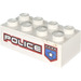 LEGO White Brick 2 x 4 with &#039;Police&#039; (Model Right) Sticker (3001)