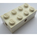 LEGO White Brick 2 x 4 with Wheels Holder (Transparent Bottom)