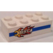 LEGO White Brick 2 x 4 with with BSC Logo (Left Side) Sticker (3001)