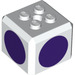 LEGO Weiß Backstein 3 x 3 x 2 Cube mit 2 x 2 Bolzen auf oben mit Dark Purple Circles (66855 / 94664)