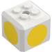 LEGO White Brick 3 x 3 x 2 Cube with 2 x 2 Studs on Top with Yellow Circles (66855 / 94866)