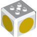 LEGO White Brick 3 x 3 x 2 Cube with 2 x 2 Studs on Top with Yellow Circles (66855 / 94866)
