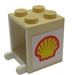 LEGO Wit Container 2 x 2 x 2 met Shell logo Sticker met volle noppen (4345)