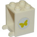 LEGO blanc Récipient 2 x 2 x 2 avec Jaune butterfly Autocollant avec tenons encastrés (4345)