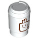 LEGO White Cup with Lid with Minifigure Face without Hole (15496 / 15640)