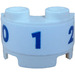 LEGO White Cylinder 1 x 2 Half with Blue &#039;0&#039;, &#039;1&#039; et &#039;2&#039; Sticker (68013)