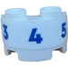 LEGO Weiß Zylinder 1 x 2 Hälfte mit Blau &#039;3&#039;, &#039;4&#039; et &#039;5&#039; Aufkleber (68013)