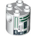 LEGO Weiß Zylinder 2 x 2 x 2 Roboter Körper mit Green, Grau, und Schwarz Astromech Droid Muster (Unbestimmt) (88789)
