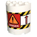 LEGO White Cylinder 2 x 4 x 4 Half with Danger and Arrows „this side up“ Sticker (6218)