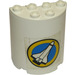 LEGO White Cylinder 2 x 4 x 4 Half with Shuttle Sticker (6218)