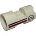 LEGO White Cylinder 3 x 6 x 2.7 Horizontal with Stripes and Hexagon Left Sticker Hollow Center Studs (30360)