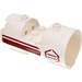 LEGO White Cylinder 3 x 6 x 2.7 Horizontal with Stripes and Hexagon Left Sticker Solid Center Studs (93168)