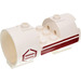 LEGO White Cylinder 3 x 6 x 2.7 Horizontal with Stripes and Hexagon Right Sticker Solid Center Studs (93168)