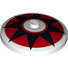 LEGO White Dish 4 x 4 with Black Star on Red Circle (Solid Stud) (3960 / 36210)