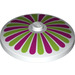 LEGO White Dish 4 x 4 with Lime and Magenta Stripes (Solid Stud) (3960 / 17160)