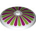 LEGO Hvit Dish 4 x 4 med Lime og Magenta Striper (Solid knott) (3960 / 17160)