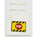 LEGO White Door 1 x 4 x 6 with 4 Panes and Stud Handle with &#039;STOP&#039; Sign and Black and Yellow Danger Stripes Sticker (60623)