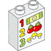 LEGO Weiß Duplo Backstein 1 x 2 x 2 mit 1 2 3 Tomato und Mushrooms mit Unterrohr (15847 / 104377)