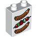 LEGO Weiß Duplo Backstein 1 x 2 x 2 mit 2 Sausages und Vegetable Skewer mit Unterrohr (15847 / 20708)