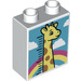 LEGO White Duplo Brick 1 x 2 x 2 with Giraffe Head Height Chart with Bottom Tube (15847 / 77969)