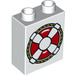 LEGO White Duplo Brick 1 x 2 x 2 with life buoy with Bottom Tube (15847 / 26289)