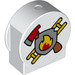 LEGO White Duplo Brick 1 x 3 x 2 with Round Top with Fire Logo with Cutout Sides (14222)