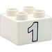 LEGO Weiß Duplo Backstein 2 x 2 mit &quot;1&quot; (3437)