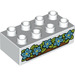 LEGO blanc Duplo Brique 2 x 4 avec Bleu Fleurs (3011 / 36988)