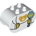LEGO White Duplo Brick 2 x 4 x 2 with Rounded Ends with Baby bib and rattle yellow hands (6448 / 37377)