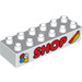 LEGO blanc Duplo Brique 2 x 6 avec Crème glacée Cône, &#039;SHOP&#039;, et Hot Chien (2300 / 10203)