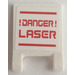 LEGO White Flag 2 x 2 with &#039;!DANGER! LASER&#039; Sticker without Flared Edge (2335)