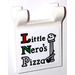 LEGO White Flag 2 x 2 with Little Nero&#039;s Pizza Sticker without Flared Edge (2335)