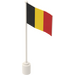 LEGO Wit Vlag aan Flagpole met Belgium met lip aan de onderzijde (777)