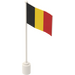 LEGO White Flag on Flagpole with Belgium with Bottom Lip (777)