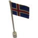LEGO Wit Vlag Aan Flagpole met Iceland zonder lip aan de onderzijde (776)