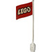 LEGO Biały Flaga NA Flagpole z LEGO logo z dolną wargą (777)