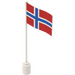 LEGO White Flag on Flagpole with Norway with Bottom Lip (777)