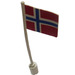 LEGO White Flag on Flagpole with Norway without Bottom Lip (776)