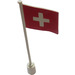 LEGO White Flag on Flagpole with Switzerland with Bottom Lip (777)