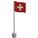 LEGO White Flag on Flagpole with Switzerland without Bottom Lip (776)