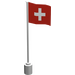LEGO Wit Vlag Aan Flagpole met Switzerland zonder lip aan de onderzijde (776)