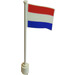 LEGO White Flag on Flagpole with The Netherlands with Bottom Lip (777)