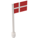 LEGO Weiß Flagge auf Ridged Flagpole mit Denmark Flagge Aufkleber (3596)