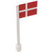 LEGO White Flag on Ridged Flagpole with Denmark Flag Sticker (3596)