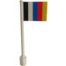 LEGO White Flag on Ridged Flagpole with Stripes (3596)