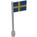 LEGO Weiß Flagge auf Ridged Flagpole mit Swedish Flagge Aufkleber (3596)