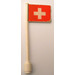 LEGO White Flag on Ridged Flagpole with Switzerland Flag Sticker (3596)